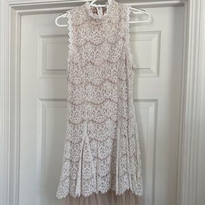 Francesca's Collections Lace Mini Dress in Cream